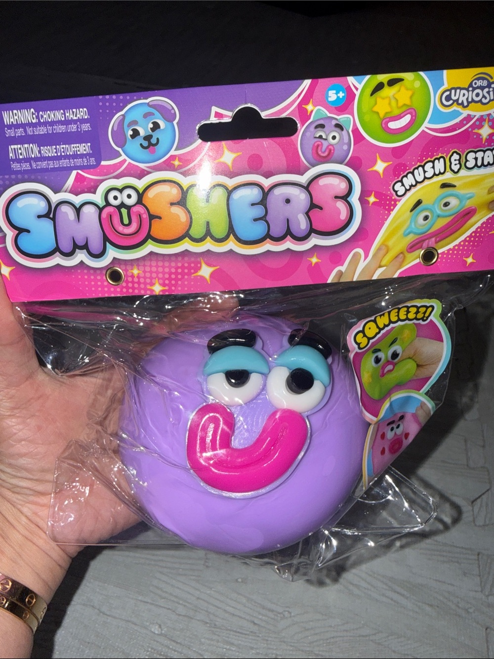 Smushers  Purple Squishy Plush  - Pink Mouth